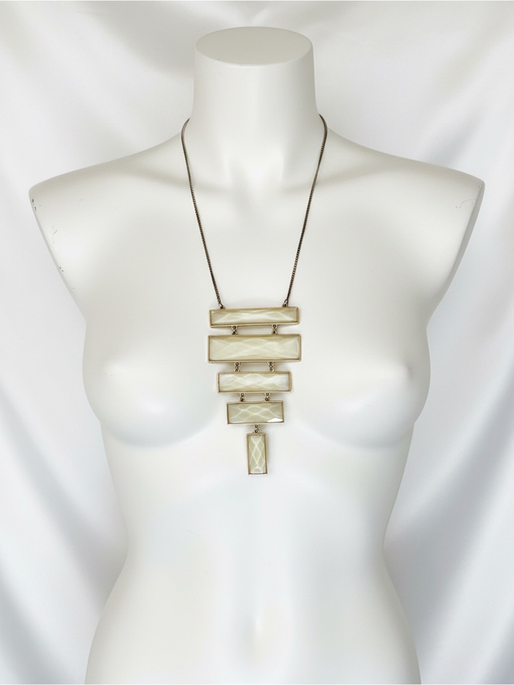 NWT VINTAGE Susan Graver Style Tiered Geometric Statement Bib Necklace 30”